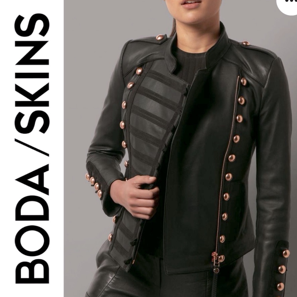 Boda Skins Black Napa Sheep leather Napoleon V2 biker jacket